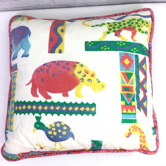 Jungle Animal Nursery Children’s 17” x 17” Handmade Throw Pillows Bundle of Two - Picture 2 of 9